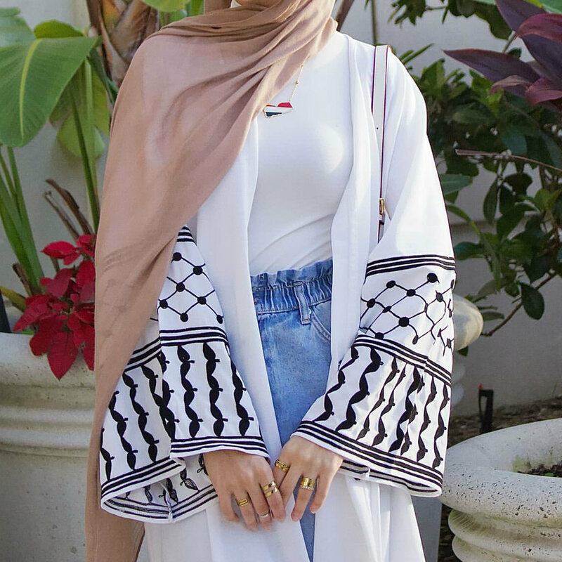 Eid Al-Adha Abayas Bordados para Mulheres, Vestido Muçulmano, Dubai, Turquia, Open Abaya, Quimono, Cardigan, Jalabiya islâmico, Djellaba Robe Gown