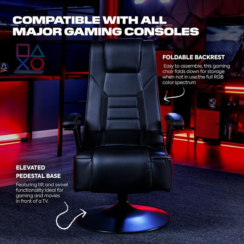 Mamute-PC Office Computer Gaming Chair, 2,1 BT Pedestal, 32.28 "x 25.98" x 11.34 ", preto