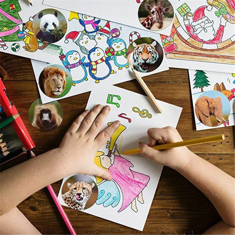 Наклейки с изображением животных сафари, шт., декор для поздравительных открыток своими руками, любимое детское украшение