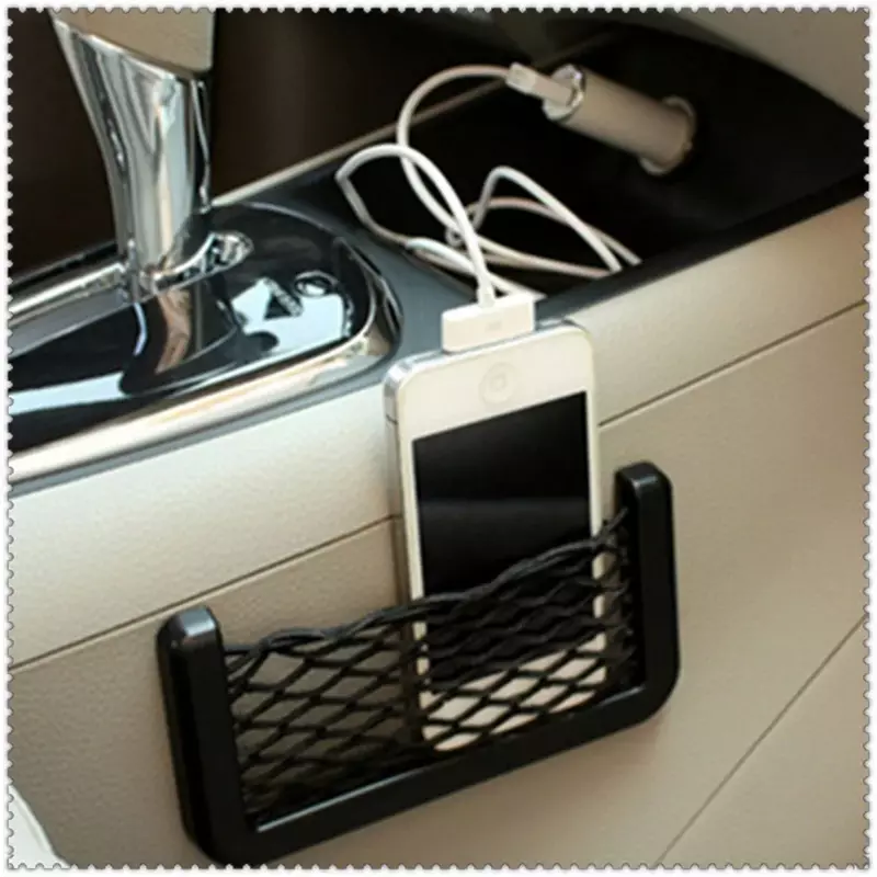 1 pz/2 pz Car Organizer Storage Bag Auto Paste Net Pocket Phone Holder accessori per Auto 20*8CM 8*15CM universale