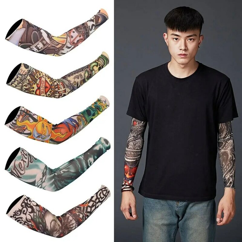 New Warmer Outdoor Sport Basketball UV Protection Flower Arm Sleeves Sun Protection Tattoo Arm Sleeves Arm Cover