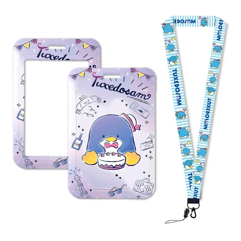 W Lovely Penguin Tuxedo Sam Sanrio Anime ID Badge Holder Neck Strap Card Holders Student Campus Lanyard Credential Holder