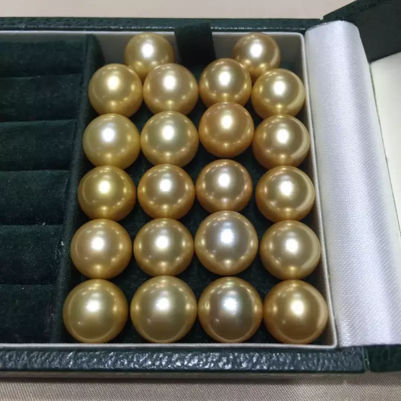 天然の本物の宝石用原石,金色の丸い光沢のジュエリー,巨大な真珠,11〜12mm