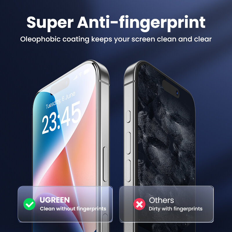 UGREEN-Protecteur d'écran en verre pour iPhone, Film pour iPhone 15 14 13 12 11 Pro Max 15 Plus XS X, 2 pièces