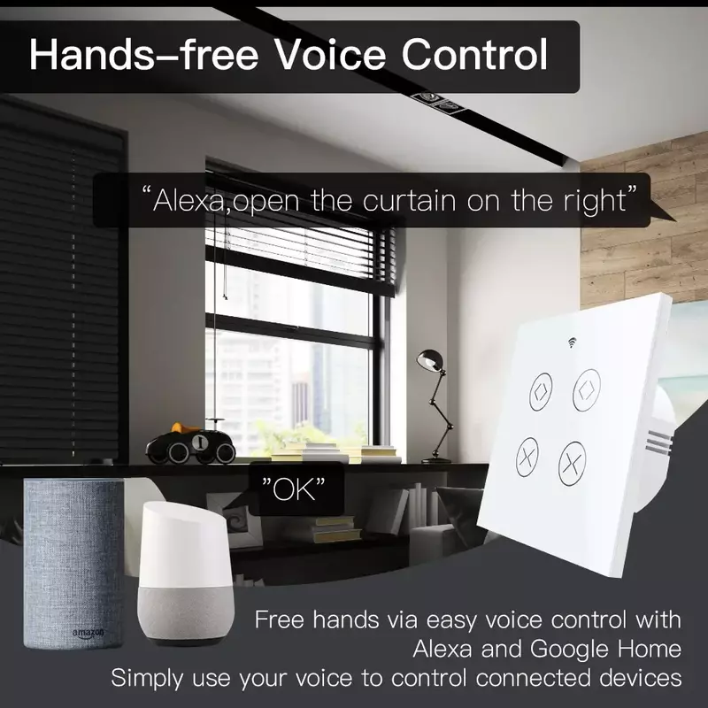Moes-Interruptor de doble cortina para persiana enrollable, Motor eléctrico con Google Home y Alexa, Tuya Smart Life, WiFi, RF, 2 entradas