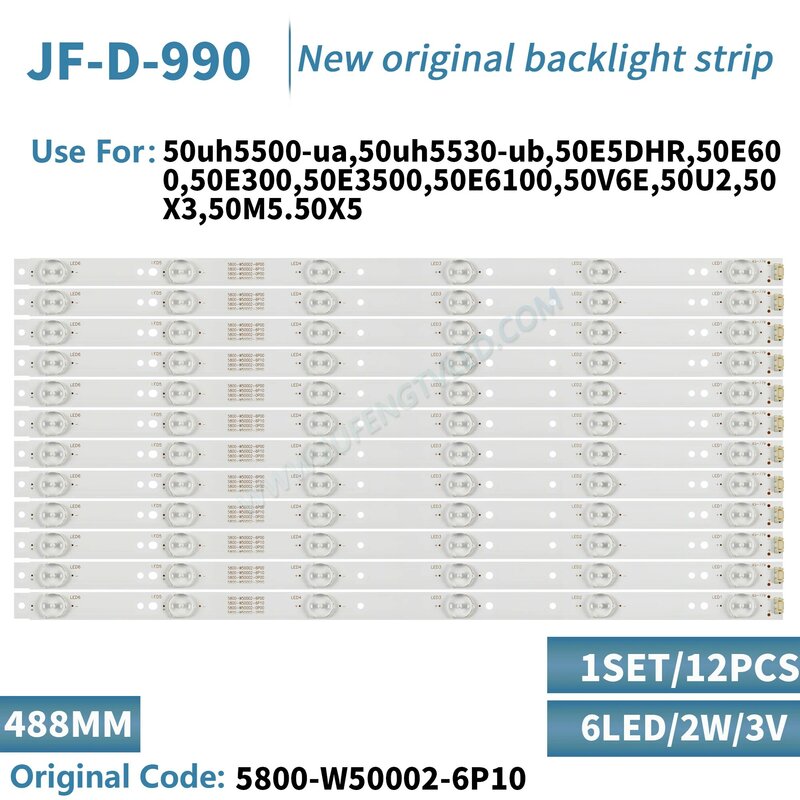New 12 PCS 6LED 490mm LED Backlight strip for 50UH5500 50UH5530 5835-W50002-2P00 5800-W50002-0P00 6P10 2P00 6P00 APT-LB14023