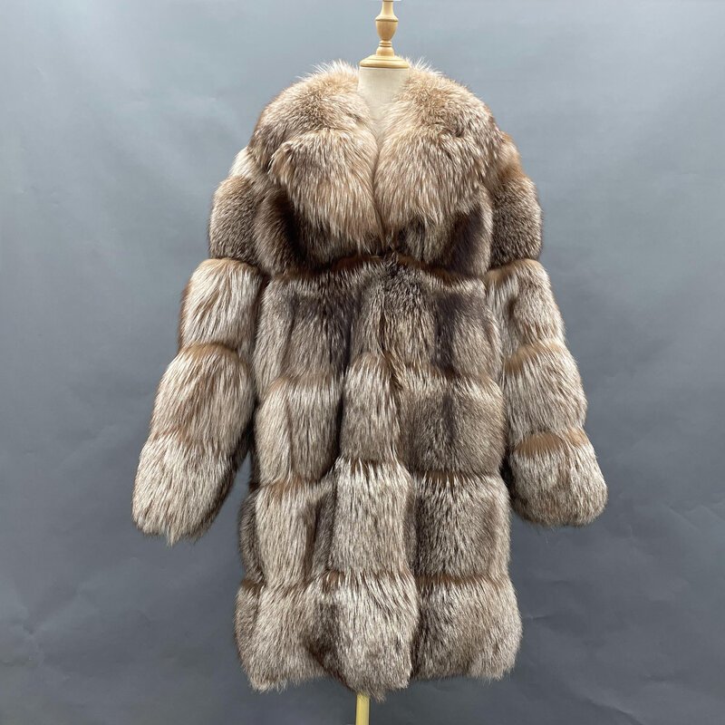 Men Luxury Thick Silver Fox Fur Jacket Top Quality Custom Size Jacket