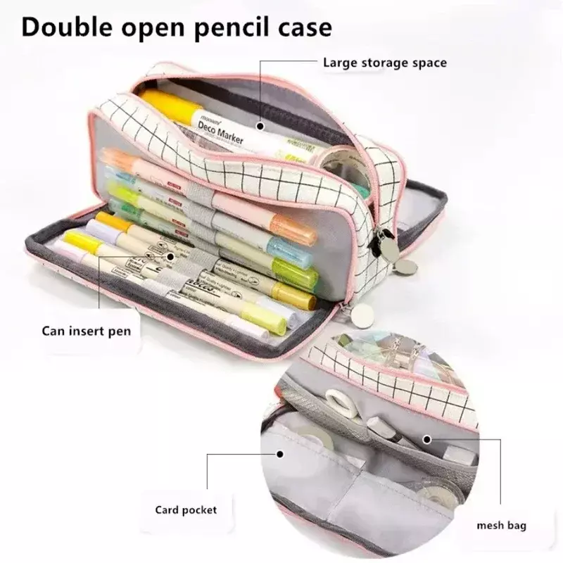 Estuche  lápices  gran capacidad, estuches bonitos Kawaii, estuche para bolígrafos para estudiantes, suministros escolares grans