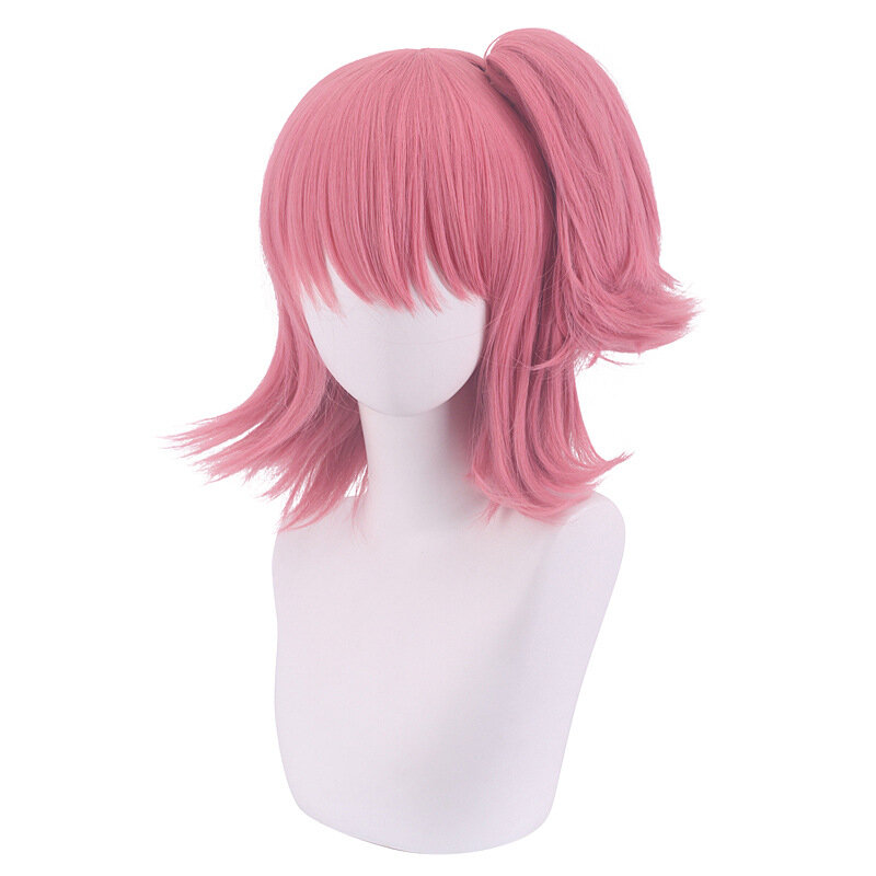 Perruque Cosplay Synthétique Rose 35cm, Extension de Faux Cheveux, Anime, ix