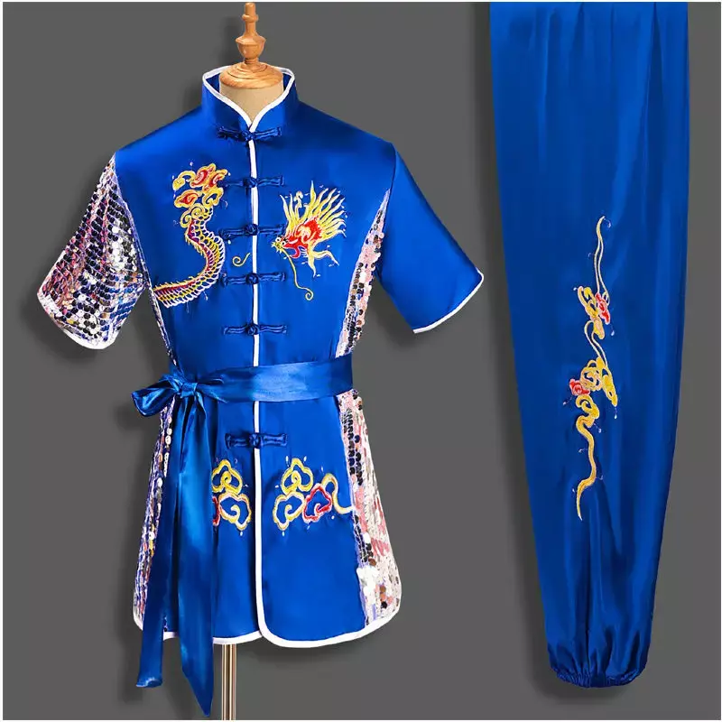 Men Women Chinese Traditional Dragon Wushu Uniform Kung Fu Clothing Set Martial Arts Uniform Tai Chi Kleding Taoist Shaolin