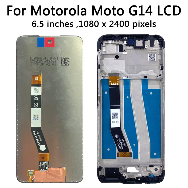 LCD Touch Screen Digitizer Assembly, Display Frame, apto para Motorola Moto G14, PAYF0010IN, original, 6,5"