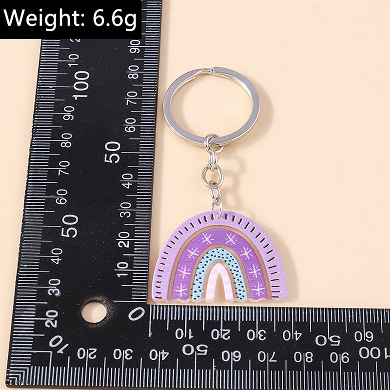 Colorful Rainbow Keychain Smile Cloud Key Rings Resin Key Chains For Women Girls Handbag Gift Jewelry Accessories