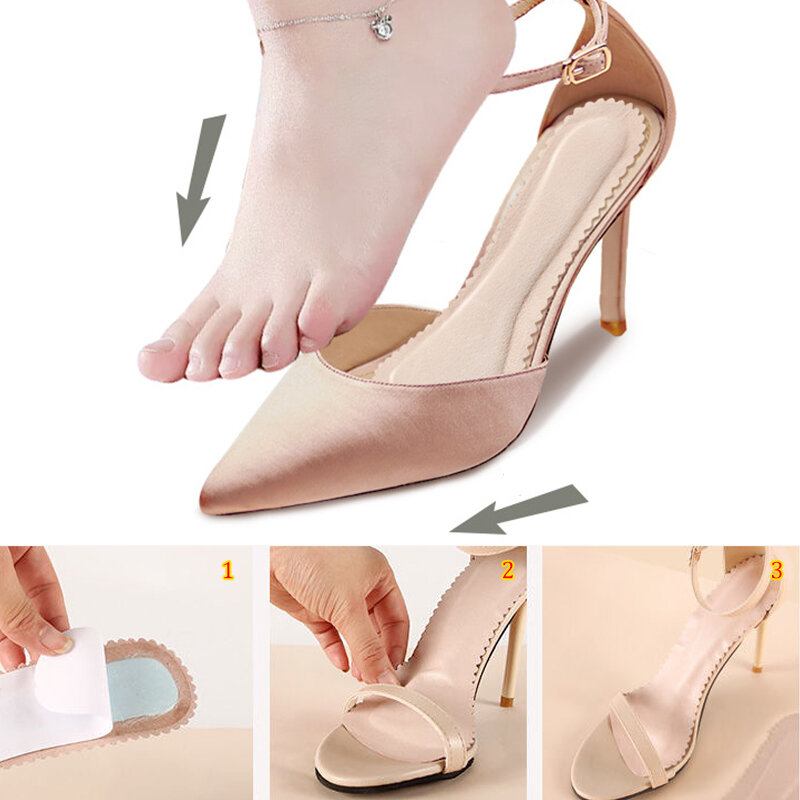 Sandálias antiderrapantes auto-adesivas palmilhas para mulheres, almofadas de sapatos respiráveis, sapato de salto alto, sola de almofada macia, inserções ortóticas