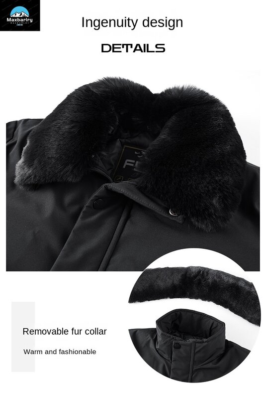2023 New Men's Long Down Jacket Luxury Winter Jacket Fashion Plus Size Detachable Lamb Wool Collar Windproof Warm Parka Men 8XL