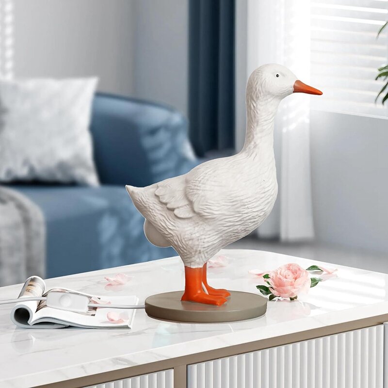 Candeeiro de mesa 3D Duck com USB, lâmpada LED realista, resina Duck Night Light, resina branca, 1pc