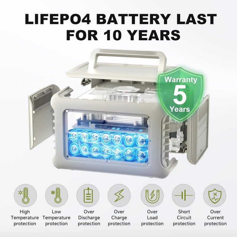 電源-ポータブル電源、LiFePo4バッテリー、バックアップ機能、1時間から400w入力、mpp、r600ベージュ、299wh、600w