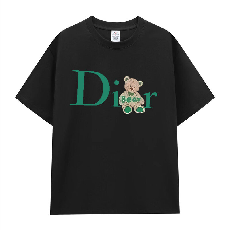 Модная свободная облегающая футболка в стиле ретро с коротким рукавом и принтом Мишки Тедди универсальная Повседневная летняя мужская и женская футболка