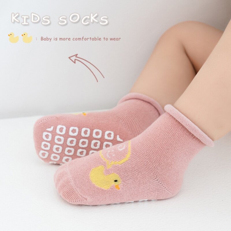 0-5 Years Baby Socks 3 Pairs Set  Middle Style Lovely Boy Girl Spring Non-Slip Socks Indoor Home