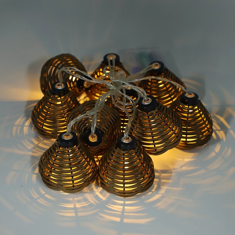 LED Rattan Balls String Lights para decoração de casa, lâmpadas, fadas, casamento, 10pcs