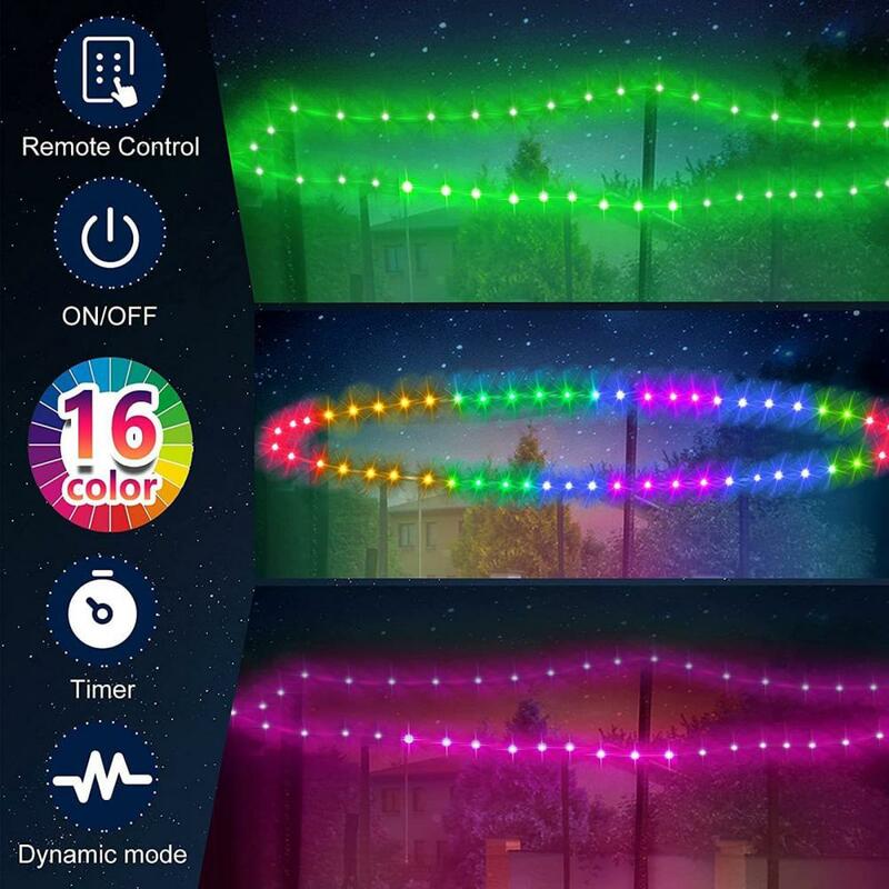 Borde de trampolín, luz LED, múltiples colores de iluminación, Control remoto, luces de trampolín LED