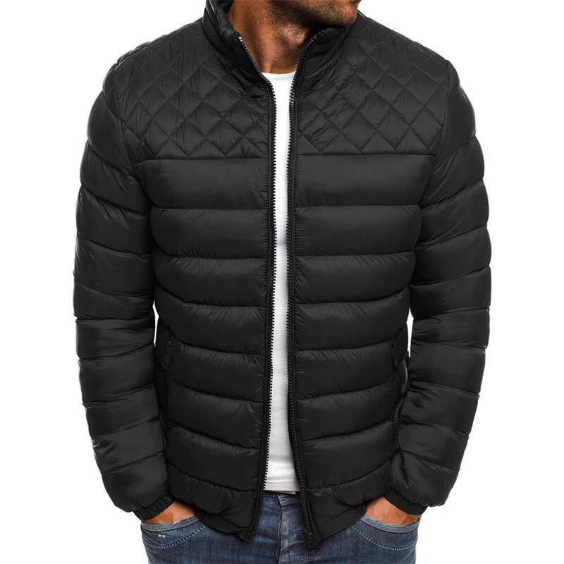 Men's Winter Jacket Stand Collar Warm Parka Coat Casual Lightweight Puffer Overcoat Men's Clothing Male Padded Streetwear 3XL