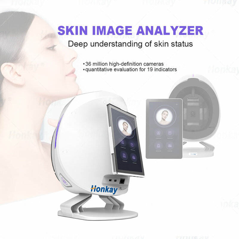 3D AI 스마트 피부 분석 기계, 15.6 인치 스크린, 얼굴 스캐너 감지기, 8 스펙트럼 매직 미러, 피부 분석기