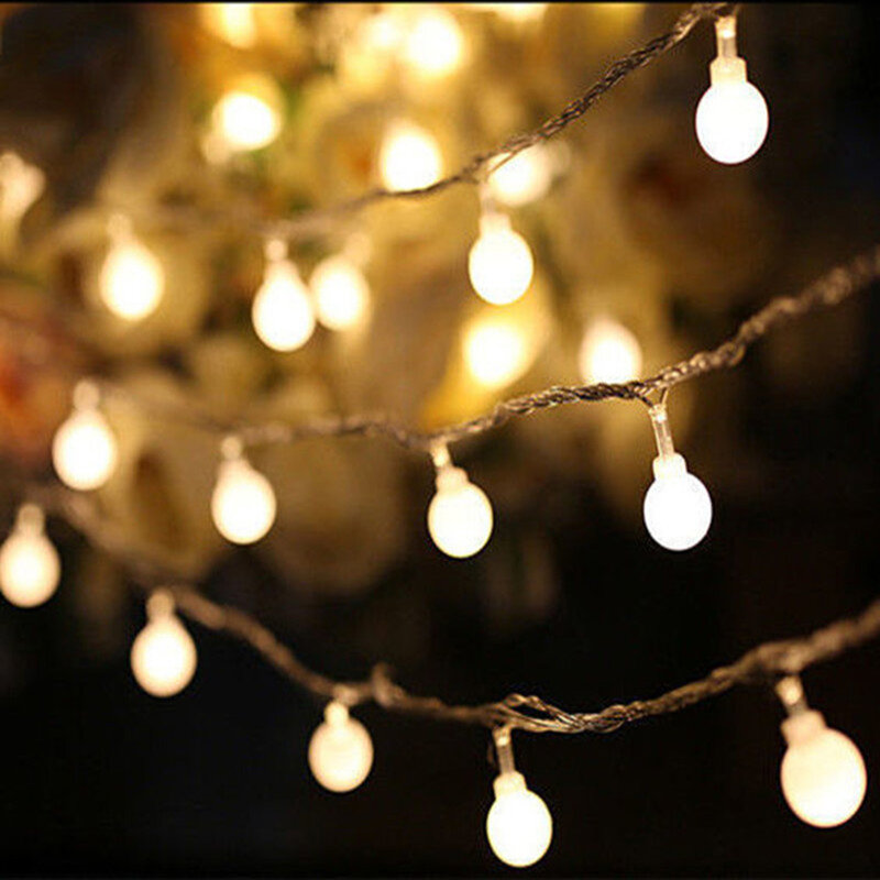 10/20/40LED أضواء سلسلة الكرة في الهواء الطلق أضواء سلسلة الكرة في الهواء الطلق أضواء إكليل لمبة أضواء خرافية لحديقة الزفاف ديكور عيد الميلاد