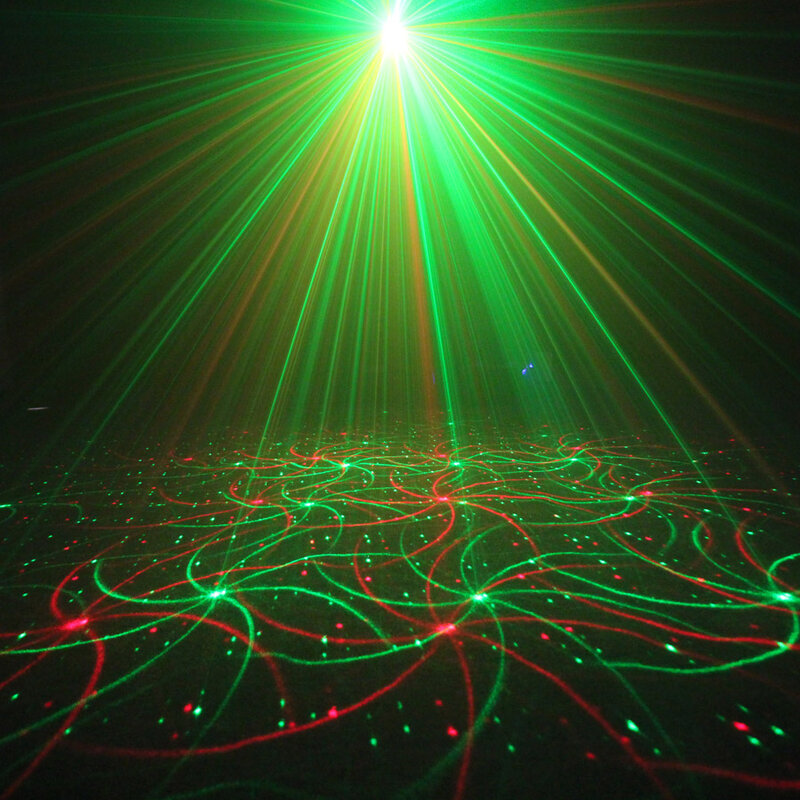 Eshiny mini 4in1 efeito padrão r & g estrela de áudio turbilhão laser projetor palco disco dj bar clube ktv festa de família show de luz p14