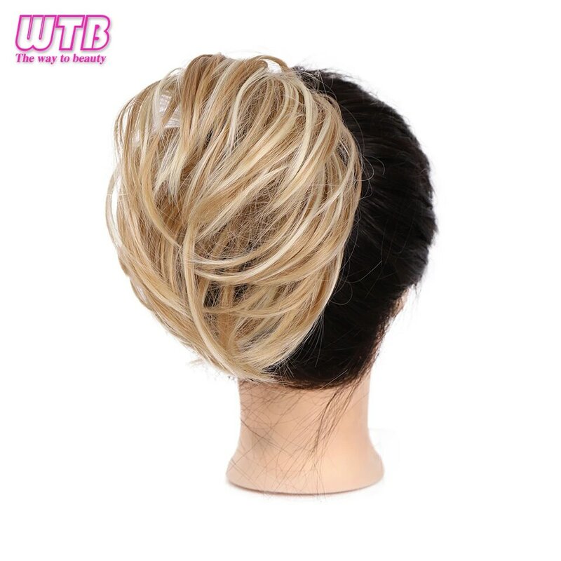 Synthetic Elastic Messy Bun Fake Hair Chignon Curly Scrunchie Updo Donut Hairpieces Bands Bundle Tail Blonde Hair For Women