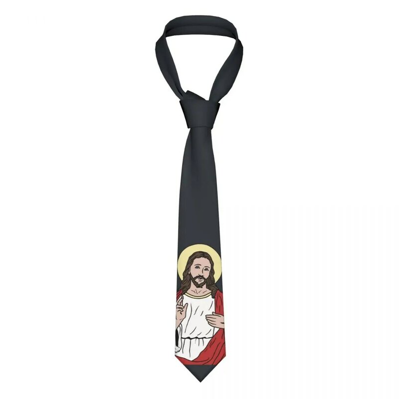 Kalung Yesus aksesori pakaian tipis pria wanita dasi leher chelight 8 cm poliester untuk pria hadiah Cravat