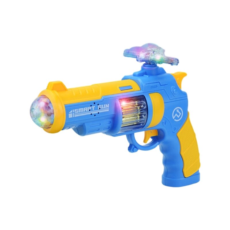 Pistolet jouet musical lumineux avec lumières clignotantes à fonction vocale pour les enfants, idéal pour les fêtes, jeu amusant