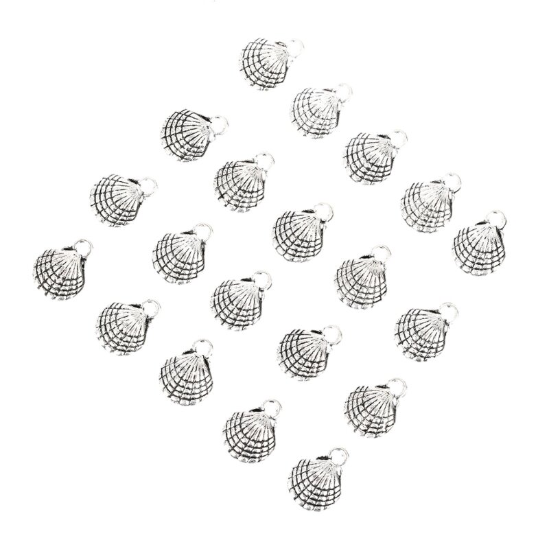 20 peças amuletos concha para fazer joias pingente liga prata brinco faça você mesmo