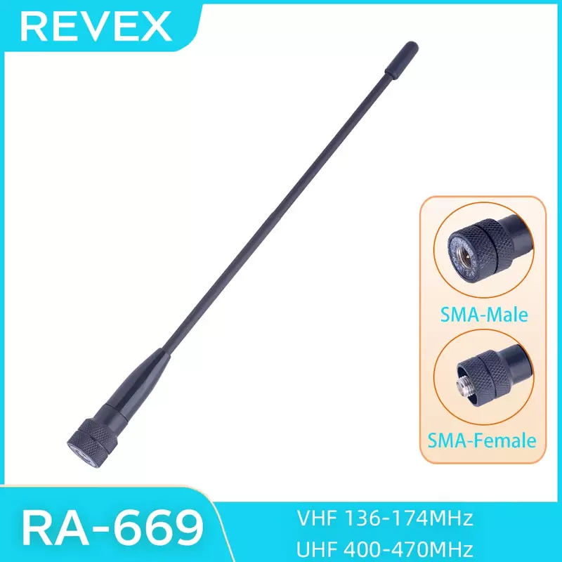 REVEX RA-669 dwukierunkowa antena radiowa sma-żeński sma-męski VHF/UHF dwuzakresowy przenośny do walkie-talkie BAOFENG UV-5R UV-5RE