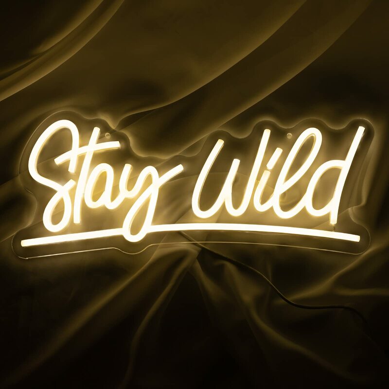 Stay Wild Neon Sign Wall Decor Letter LED Signs Neon Light Sign for Room Decor USB Powered for Bar Party Gifts for Teens Neon