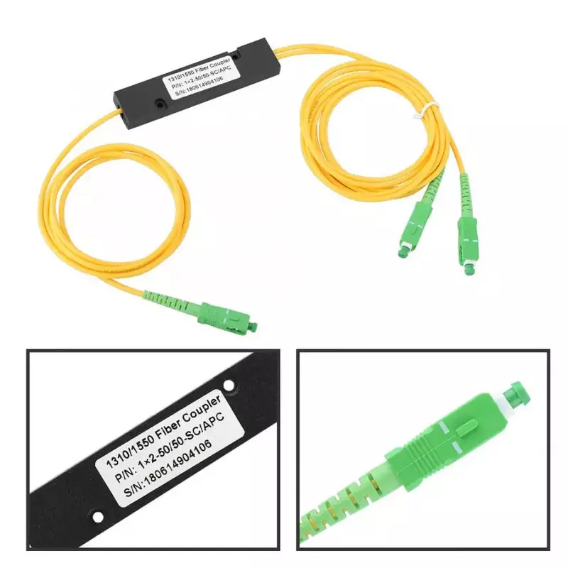 Mathiateur de fibre optique monomode, séparateur PLC, manchon de câble d'ordinateur, SC APC, PCL, 1x2