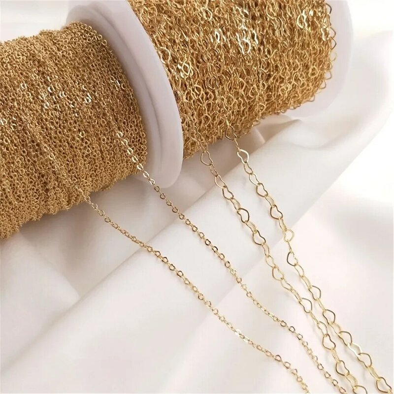 14K Gold Plated Chain Peach beloved Heart chain DIY handmade necklace bracelet extension chain bow ornament material