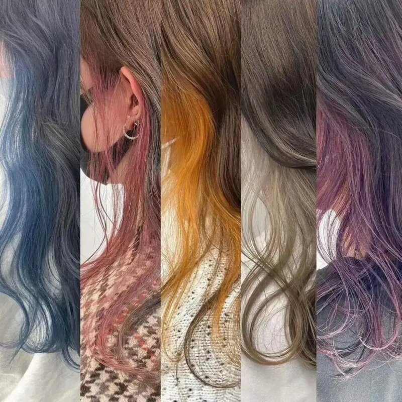 Synthetic Colored Clip In One Piece Long Curl Colorful Hair Extensions Hairpieces Multi-colors Party  Wig Piece Women Wig Piece