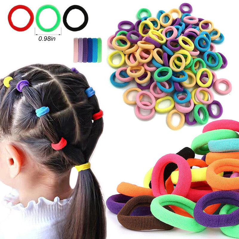20/50/100pcs 2.5cm Hair Bands Colorful Elastic Hair Bands Nylon Girls Hair Accessories for Kids Ponytail Holder Headband Women