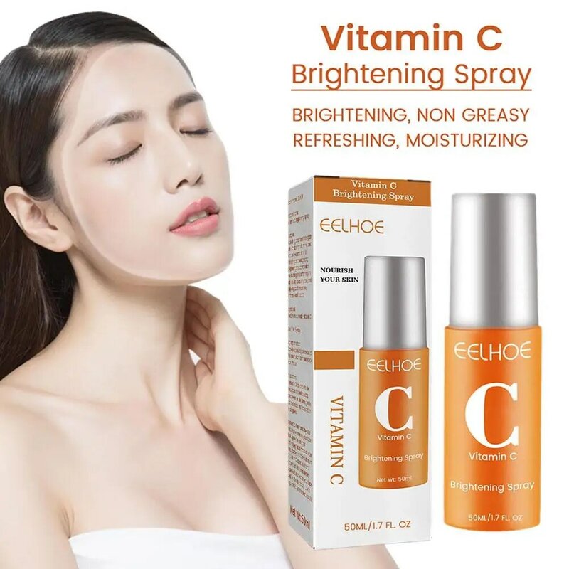 50ml Vitamin C Brightening Facial Spray Mist Green Tea Anti-wrinkle Nourishing Relieve Redness Moisturizing Portable Whitening