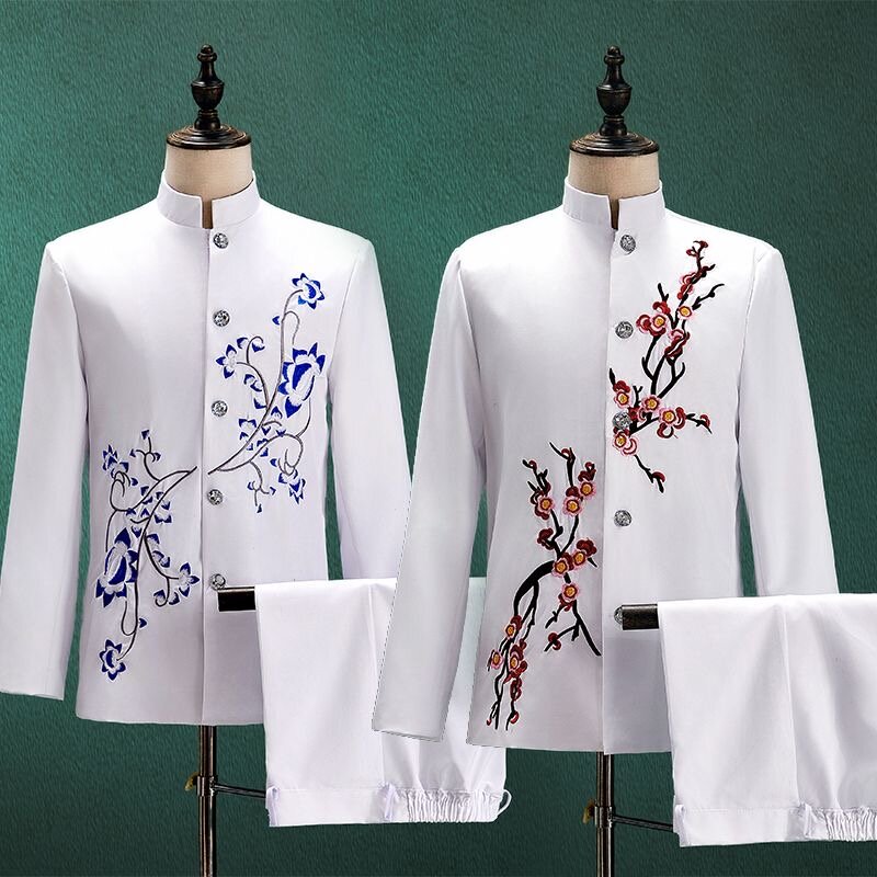 Xx427 túnica china para hombre, disfraz de actuación para el día de Año Nuevo y Festival de Primavera, Escena de novio de Gala