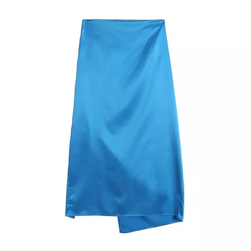 Women's 2023 Chic Fashion Temperament Joker Drawstring Pleat Design Split Mid-length Skirt Retro High Waist Zipper Skirt Mujer