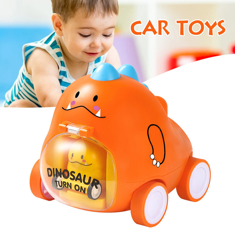 Dinosaur Press Ejector Car Toys Children's Inertial Force Return Car Cartoon Dinosaur Toy Car Funny Creative Parent-child Games
