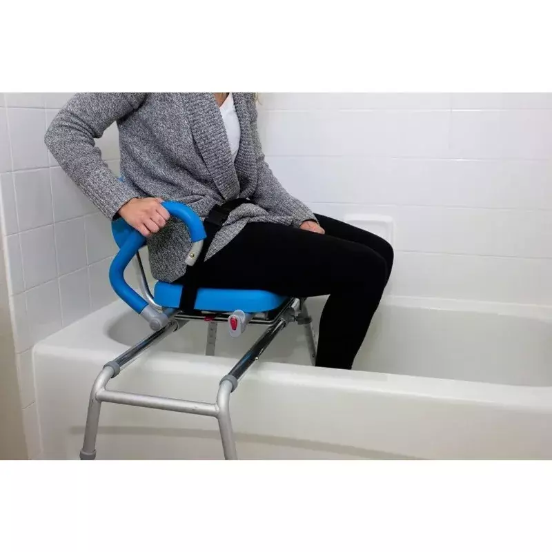 회전 목마 슬라이딩 샤워 의자, 회전 의자, 욕조 이동 벤치, 프리미엄 패딩 욕조, 내부 샤워, 핸디캡 및 노인을 위한 파란색