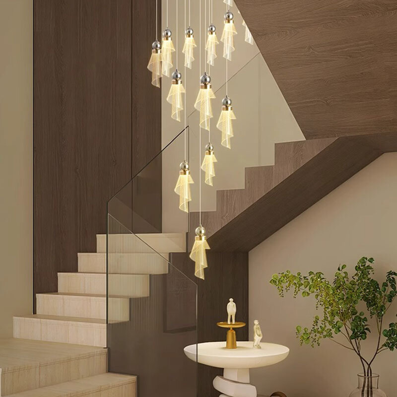 Luces led de decoración moderna para el hogar, lámparas colgantes para escalera, candelabros para sala de estar, iluminación interior