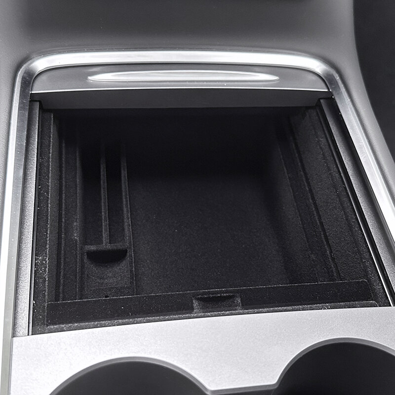 Dla Tesla Model 3 Y ukryty pudełko do przechowywania samochód podłokietnik konsoli środkowej przednim i tylnym flokowaniem warstwowa siatka zorganizowana kontener suwak