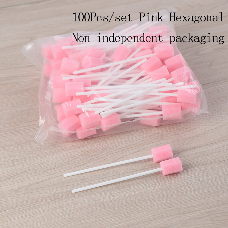100pcs Disposable Oral Care Sponge Swab Tooth Cleaning Mouth Swabs With Stick Sponge Head Cleaning Cleaner Swab