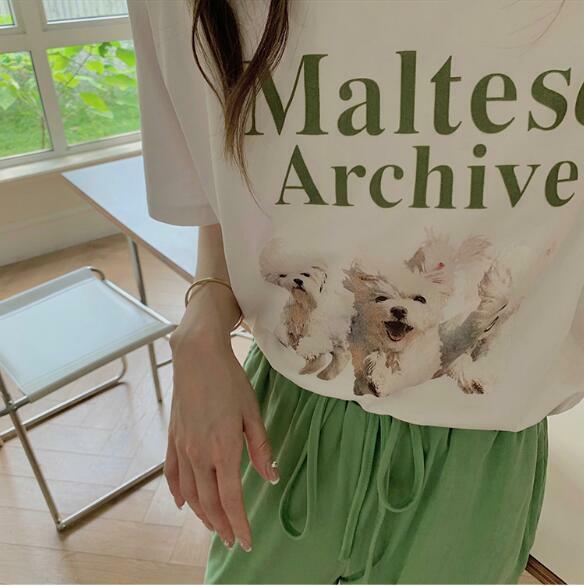 Malteser Hund Sonnenschein Brief Druck Schwarz T Hemd Casual Kurzarm Gothic T Hemd Frauen Streetwear Frauen Top T