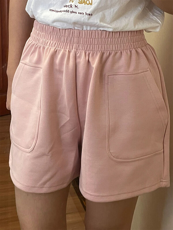 Женские розовые шорты с высокой талией, широкие короткие спортивные штаны, уличная одежда в стиле Харадзюку, повседневные трапециевидные шорты в Корейском стиле в стиле 1920-х, лето 2000