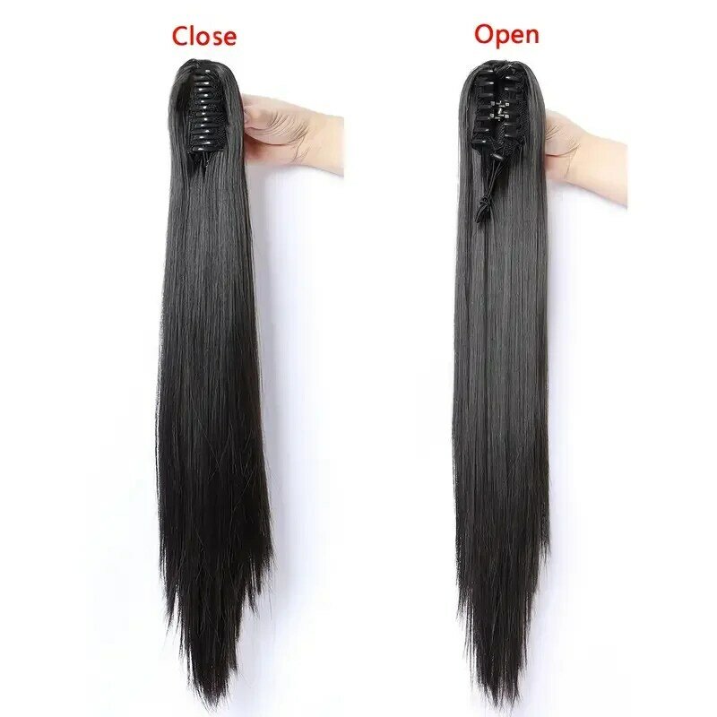 Claw Clip Ponytail Extension For Women 22 Inch Long Water Wavy Curly Multi-Coloredt Fibers Synthetic Natural Soft Daily Use