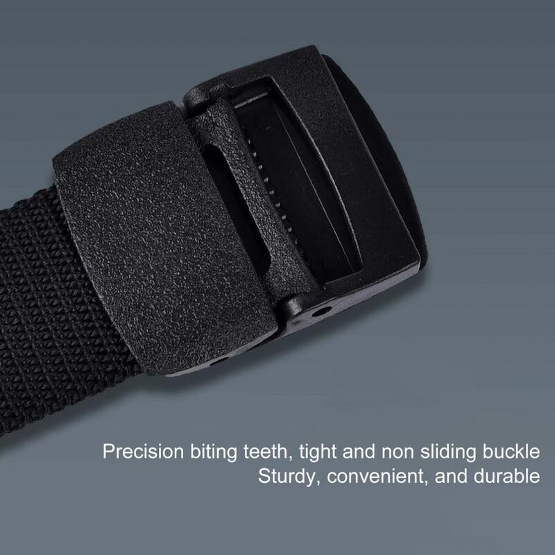 Cinturón de nailon sin agujeros para hombre, longitud ajustable, cinturón táctico de trabajo, hebilla de Metal, accesorios de disfraz